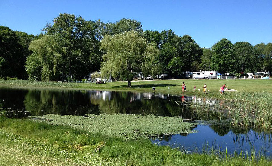 looking across to the waterslides
