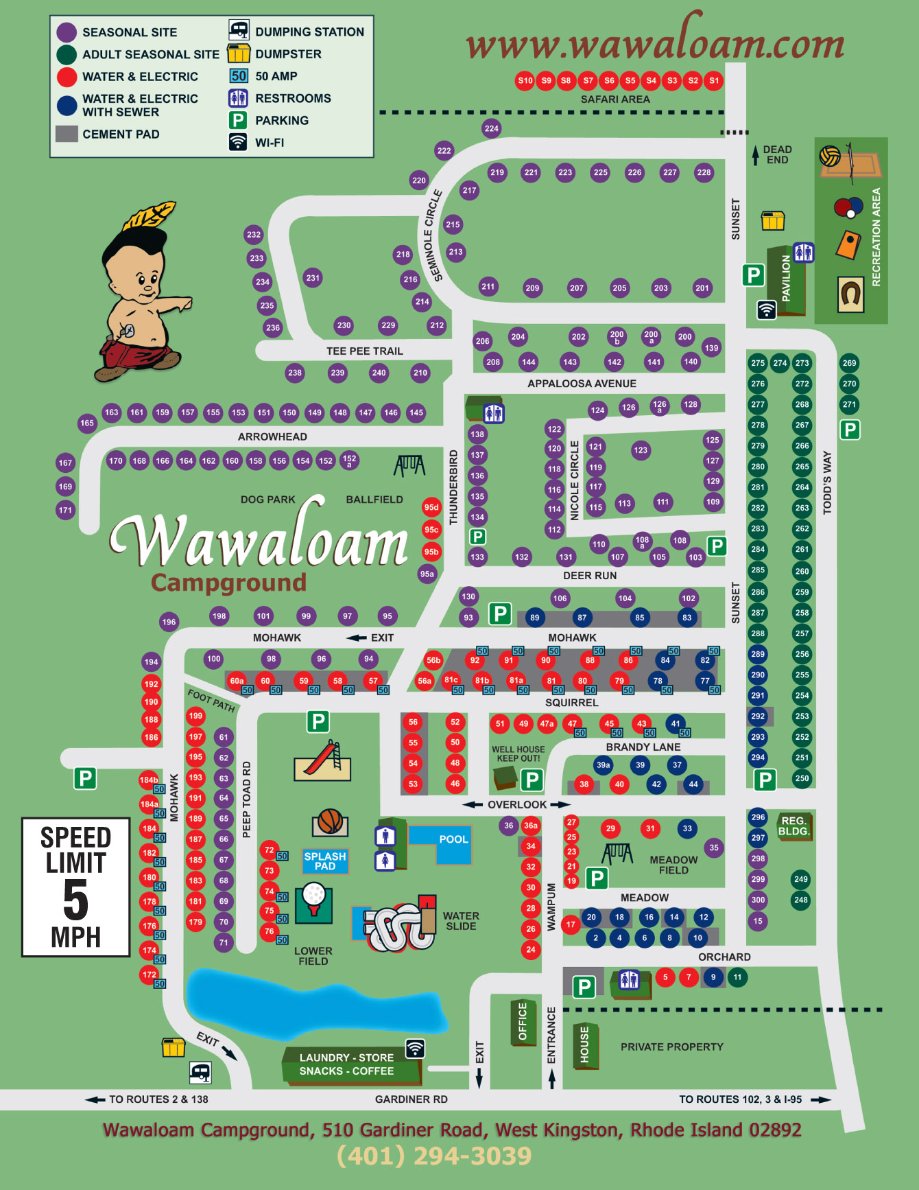 Wawaloam Campground Site Map